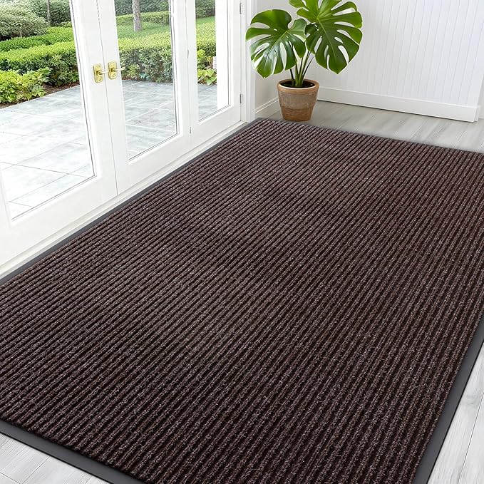 OLANLY Front Door Mat Indoor Outdoor Entrance, Waterproof Heavy Duty Doormat, Fade Resistant, Low Profile, Easy Clean Patio Porch Welcome Floor Mats for Entry, 59x40, Tan