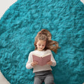 OLANLY Teal Round Rugs for Bedroom - Machine Washable, 6 ft Circle Area Rugs for Living Room, Soft and Fluffy Shaggy Carpet for Teen Girl and Boys, Nursery Rooms, Dorms, Home Decor Aesthetic