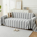 Couch Cover for Dogs, Boho Sofa Covers for 3 Cushion Couch, Chenille Sofa Slipcover for Pets Washable, L-Shape Sectional Loveseat Cover Soft Throw Blankets with Tassels(71x134,Striped Grey)