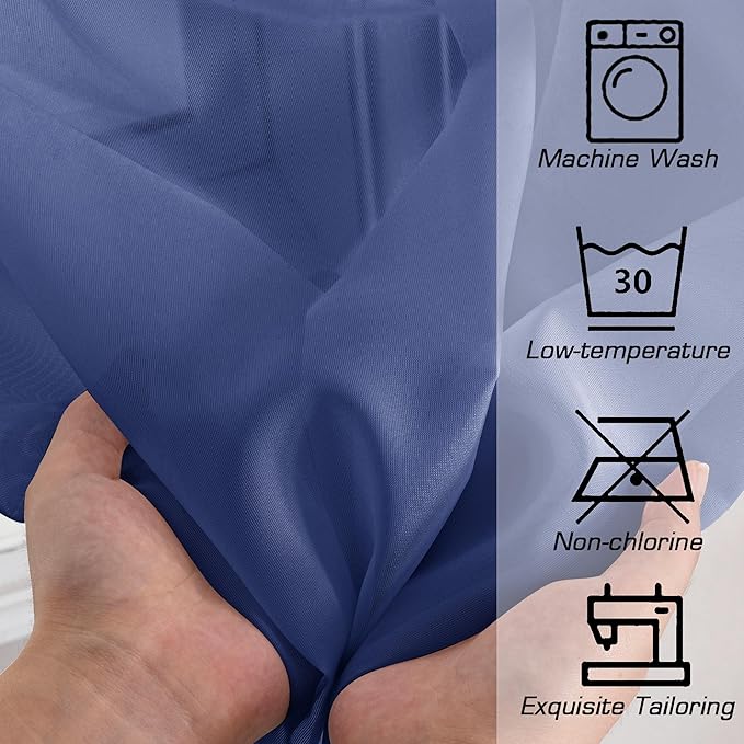 OWENIE Sheer Curtains 84 Inches Long 2 Panels Set for Bedroom Living Room, Light Filtering Voile Blue Sheer Curtains, Airy Rod Pocket Farmhouse Curtains, Royal Blue, Each 42Wx84L inch