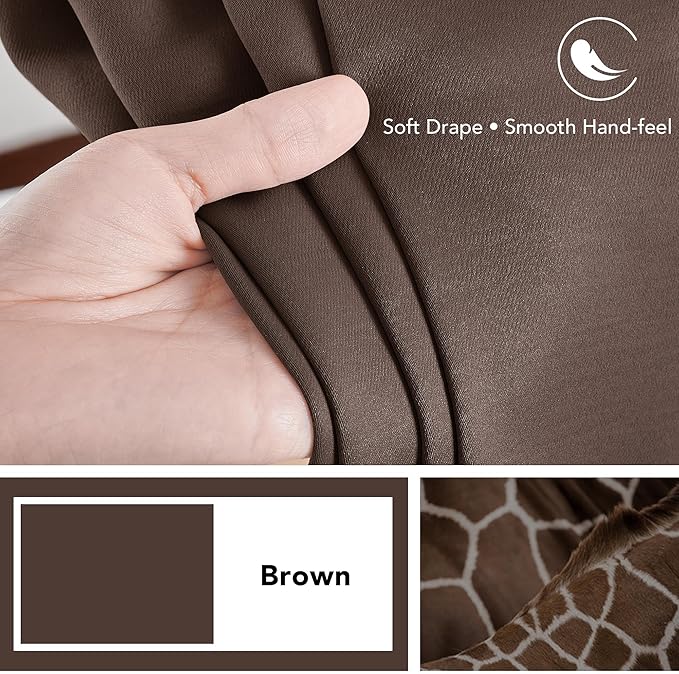 Deconovo Blackout Curtains, Thermal Insulated, W42 x L95 2 Panels, Back Tab, Machine Washable, Room-Darkening Drapes for Bedroom/Living Room Brown