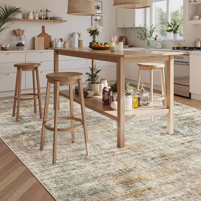 Abstract Rug 8x10 Large Living Room Rugs Neutral Modern Washable Area Rugs for Bedroom Dining Room Non-Slip Stain Resistant Foldable Thin Rug Brown Grey