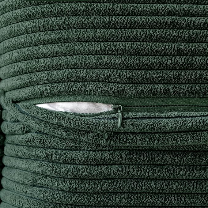 MIULEE Decorative Throw Pillow Covers for Couch Bed Livingroom 20x20 Inch Set of 2 Dark Green Boho Accent Throw Pllows Broadside Striped Patchwork Soft Corduroy Pillowcases