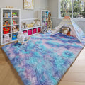 ONASAR Fluffy Area Rugs for Girls Bedroom, 4x6 Purple Rainbow Bedside Rug, Indoor Cute Ultra Soft Plush Shag Floor Carpets for Nursery Kids Teen Girl Dorm Princess Room Playroom Home Decor