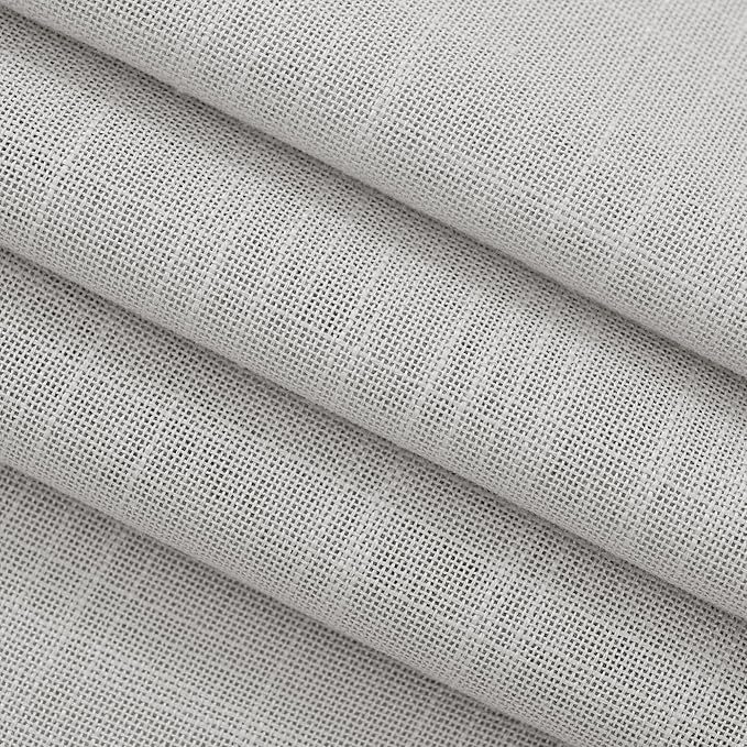 Linen Blend Grey Curtains for Living Room Back Tab Modern Farmhouse Semi Sheer Light Gray Curtains 63 inches Long 2 Panels Set Muted Neutral Cotton Texture Window Curtain for Dining Room Bedroom