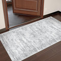2x4 Washable Rug Runner for Bathroom, Soft Entryway Rug for Laundry Room, Kitchen, Vintage Abstract Hallway Runner for Bedroom, Anti-Slip Door Mat Indoor Entrance(2'x4', Grey/Ivory)