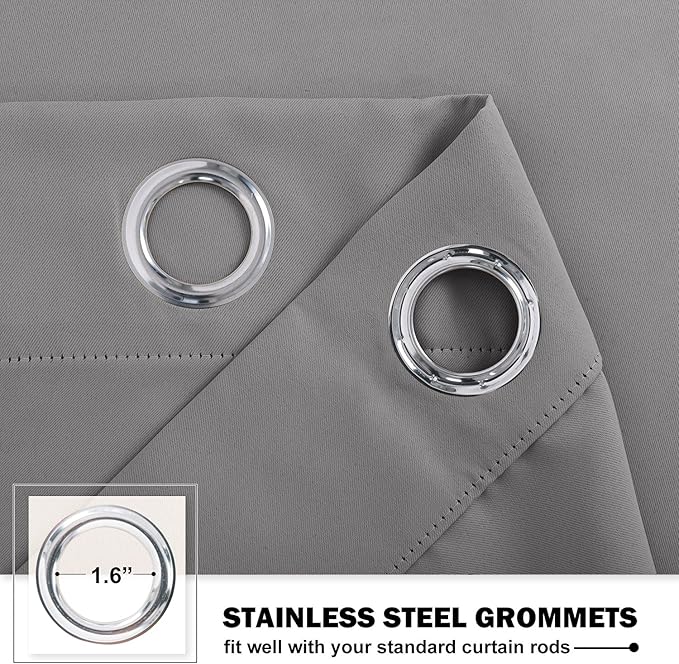 NICETOWN Small Curtain for Half Window, Blackout Short Window Treatment Curtains Solid Grommet Drapers for Bathroom/Living Room, 42" Wide x 36" Long 1.2 inches Header, Silver Grey, 1 Pair