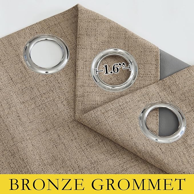 NICETOWN Burlap Vintage Open Linen Weave Flax Thermal Curtains, 100% Blackout Curtains 72" Long for Dining Room, Soundproof Window Treatment Drapes for Hall Room, 52" Wide Per Panel, Set of 2