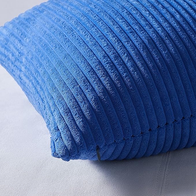 Topfinel Decorative Throw Pillow Covers Aque Teal Blue Series,Summer Corduroy Striped Toss Pillows for Couch,Patio,Balcony,Children Bedroom,Modern Fluffy Blue Gradient Shams 20x20 Inch Set of 4