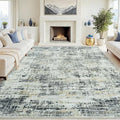 9x12 Area Rugs for Living Room Washable Rug: Anti-Skid Abstract Modern Living Room Rug Soft Thin Carpets Indoor Floor Non-Shedding Carpet for Bedroom Dining Farmhouse Nursery Black Gray Gold