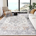 AMADA HOMEFURNISHING 5x7 Area Rugs, Washable Living Room Rug Low-Profile with Non-Slip Backing & Durable Edge Binding, Vintage 5x7 Rugs for Living Room, Bedroom, Dinning Room