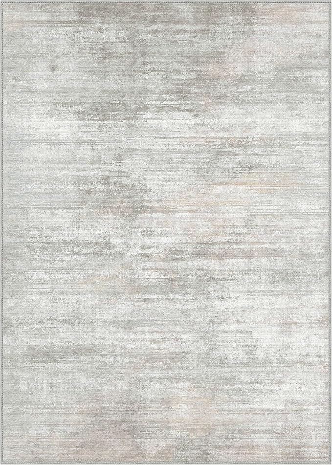 BEIMO Area Rugs 6x9 for Living Room Bedroom, Modern Abstract Machine Washable Rug, Large Soft Low Pile Floor Carpet with Non Slip Backing for Dining Room, Light Grey/Beige