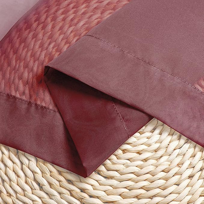 OWENIE Sheer Curtains, Sheer Curtains 63 inch Length 2 Panels Set, Rod Pocket Voile Fimly Sheer Drapes for Living Room/Bedroom, 2pcs, Each 42" W x 63" L, Burgundy