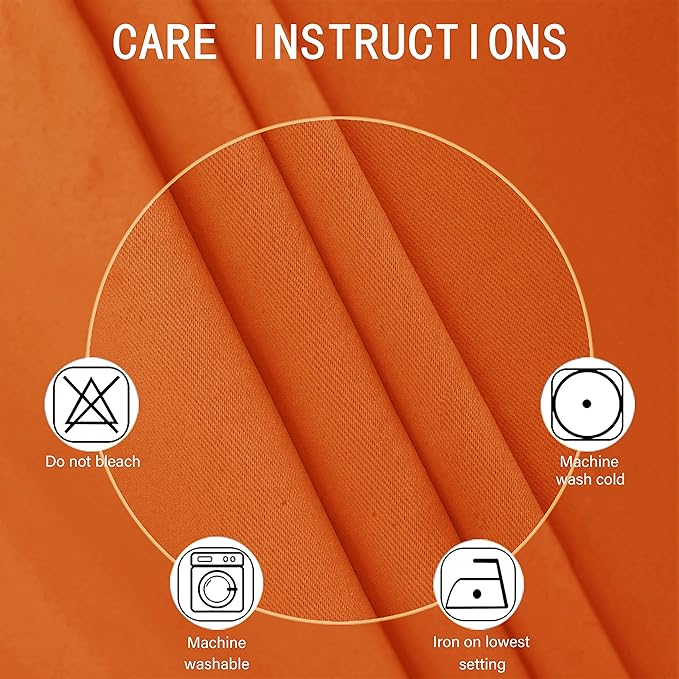 LEMOMO Orange Blackout Curtains 66 x 63 Inch Length/Set of 2 Curtain Panels/Thermal Insulated Room Darkening Blackout Curtains for Bedroom