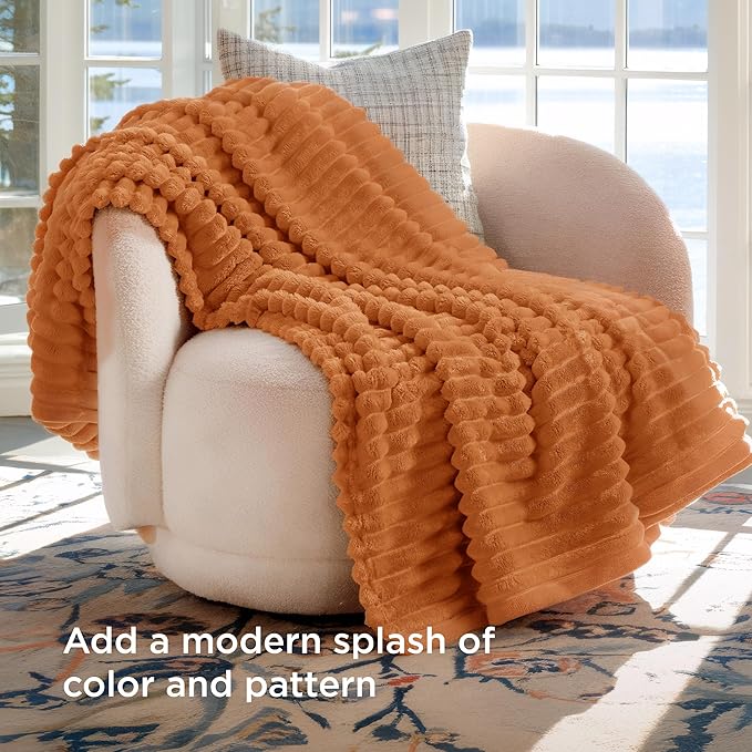 Bedsure GentleSoft Orange Twin XL Blanket for Bed - Cozy Soft Fall Blankets for Women, Cute Small Fleece Throws for Girls, Birthday Gifts for Women, 66x90 Inches