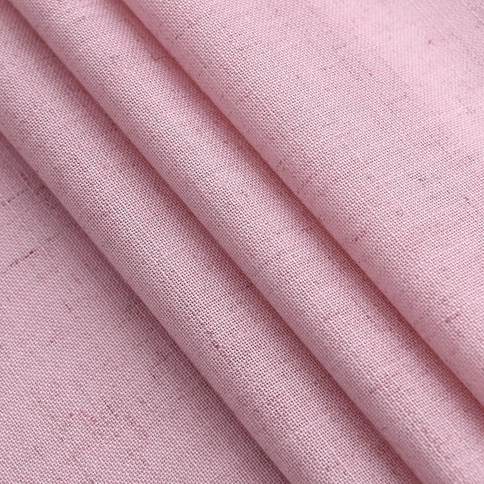 Nanspring Rose Linen Curtains 90 Inch Long 2 Panels Set Back Tab Rod Pocket Semi Sheer Light Filtering Boho Style Neutral Farmhouse Lightweight for Bedroom and Living Room 52x90