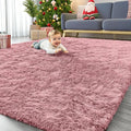OLANLY 8x10 Machine Washable Large Area Rugs for Living Room, Bedroom, Soft Fluffy Shaggy Bedside Rug, Indoor Floor Carpet for Kids Girls and Boys, Dorms, Nursery, Home Decor Aesthetic, Pale Pink