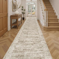 Hallway Runner 3x14 - Runner Rugs 14ft Washable Entryway Rug Vintage Kitchen Runners Non Slip Indoor Rug Farmhouse Carpet Runner for Bathroom Living Room Bedroom, Brown