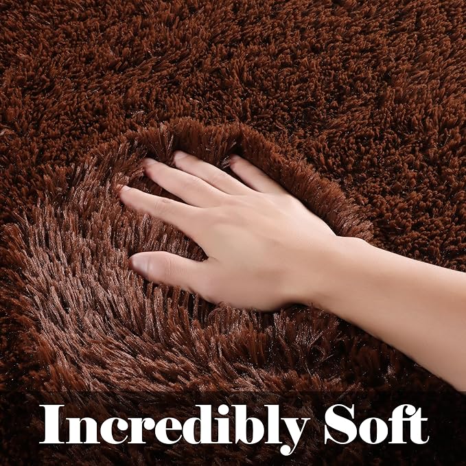 ONASAR Brown 6x9 Area Rugs for Living Room Bedroom, Large Fluffy Bedside Throw Rug, Soft Plush Shaggy Fuzzy Floor Carpet for Nursery Kids Girls Boys Teen Dorm Home Office Decor Aesthetic