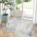 2x3 Washable Rug Runner for Bathroom, Soft Entryway Rug for Laundry Room, Kitchen, Vintage Abstract Hallway Runner for Bedroom, Anti-Slip Door Mat Indoor Entrance(2'x3', Blue/Brown/Ivory)