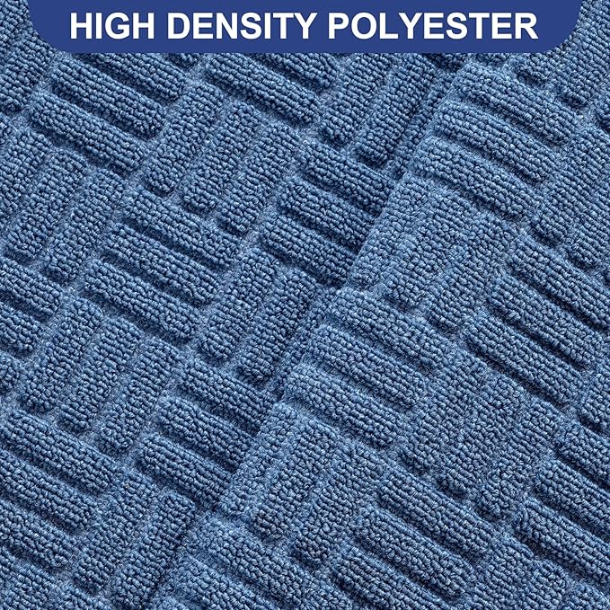Mibao Front Door Mat, Heavy Duty Durable Welcome Mat for Outdoor Indoor, Dirt Trapper Waterproof Super Absorbent Door Mat for Entryway Outside Patio Porch, 35.5" x 24", Blue
