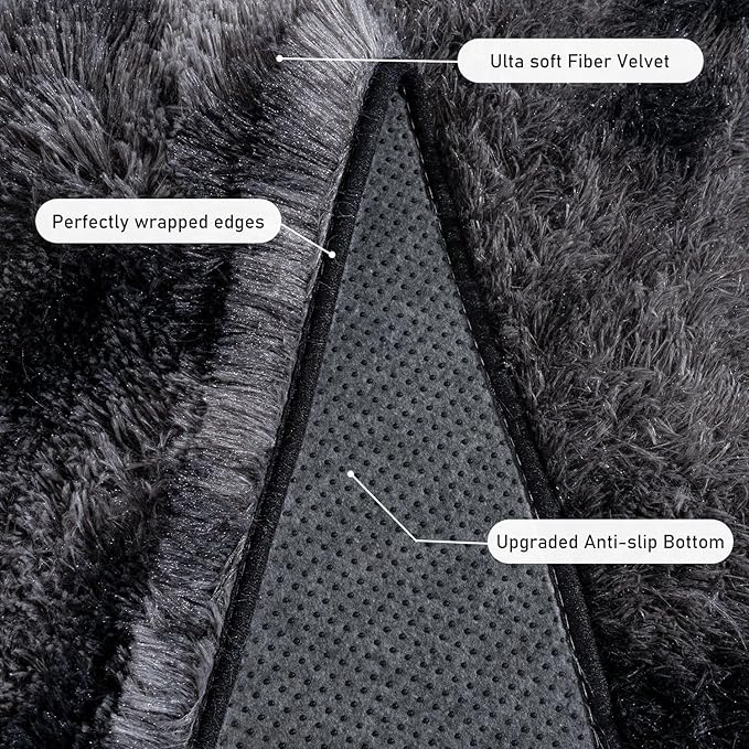 Rugs for Bedroom 4x6, Soft Shaggy Modern Shag Area Rug for Living Room, Upgrade Non-Slip Plush Fluffy Carpet for Kids Boys Girls Room Home Decor Aesthetic, Dark Grey
