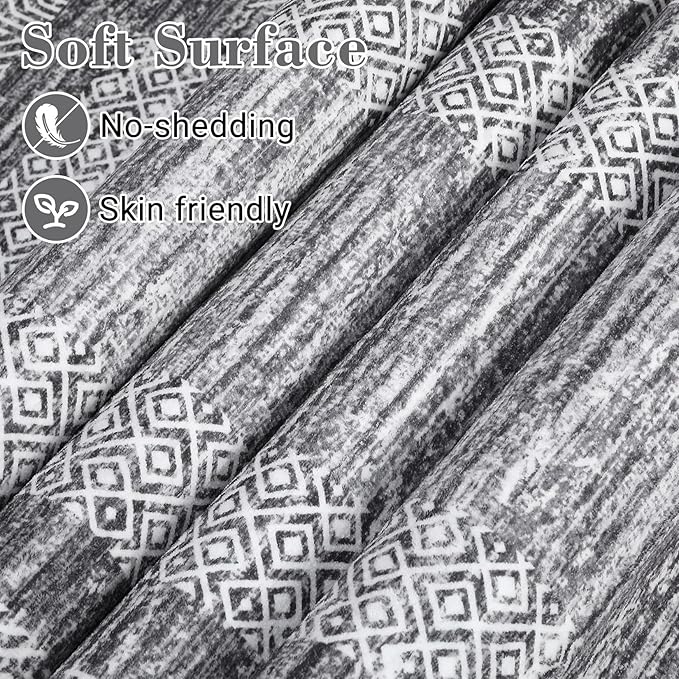 GarveeHome 6x9 Large Washable Area Rug Modern Bordered Rug Distressed Geometric Floor Carpet, Soft Non Slip Low Pile Non Shedding Rug, Indoor Gray for Bedroom, Living Room
