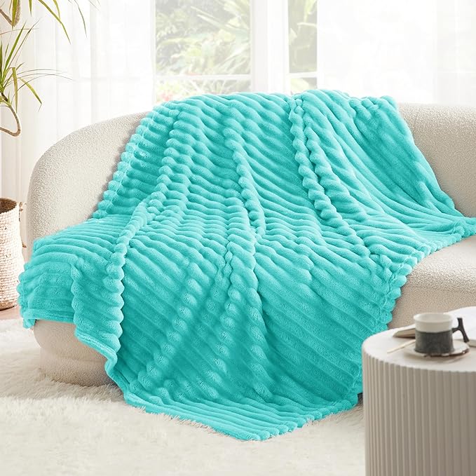 Bedsure GentleSoft Blue Fog Fleece Blanket for Couch - Cozy Soft Blankets for Women, Cute Small Throws for Girls, 60x80 Inches