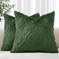 decorUhome Throw Pillow Covers 18x18 Inch Set of 2, Soft Plush Faux Wool Forest Elf Solid Couch Pillow Covers, Accent Farmhouse Neutral Square Pillow Cases for Sofa Bed Living Room