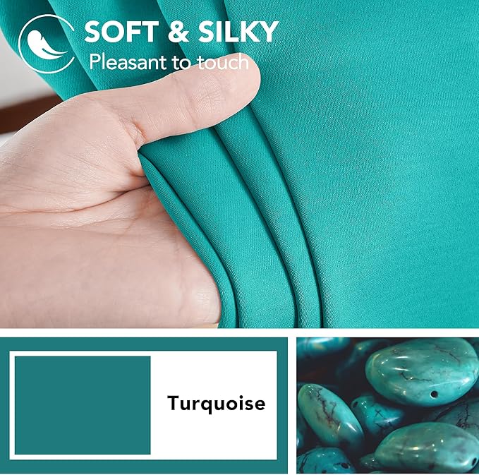 Deconovo Blackout Curtains, Thermal Insulated, W52 x L63 2 Panels, Back Tab, Machine Washable, Room-Darkening Drapes for Bedroom/Living Room Turquoise