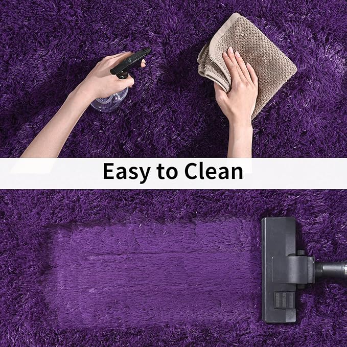 Soft Runner Rugs for Bedroom Hallways, 2x6 Purple Fluffy Shag Throw Area Rug Non Slip for Bedside Dorm, Long Shaggy Furry Carpet for Nursery Living Room