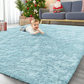 OLANLY 6x9 Machine Washable Large Area Rugs for Living Room, Bedroom, Soft Fluffy Shaggy Bedside Rug, Indoor Floor Carpet for Kids Girls and Boys, Dorms, Nursery, Home Decor Aesthetic, Light Blue