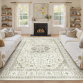 zesthome Area Rug 8x10,Ultra-Thin Washable Rugs for Living Room, Non-Slip Backing Area Rugs,Small Entryway Rug,Vintage Medallion Pattern Rugs (Beige,8'x10')