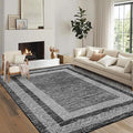 GarveeHome Modern Geometric Rug 4x6 Washable Rug for Living Room, Soft Non Shedding Indoor Carpet with Non Slip TPR Backing, Low Pile Thin Foldable Printed Floor Mats for Dining Room, Black