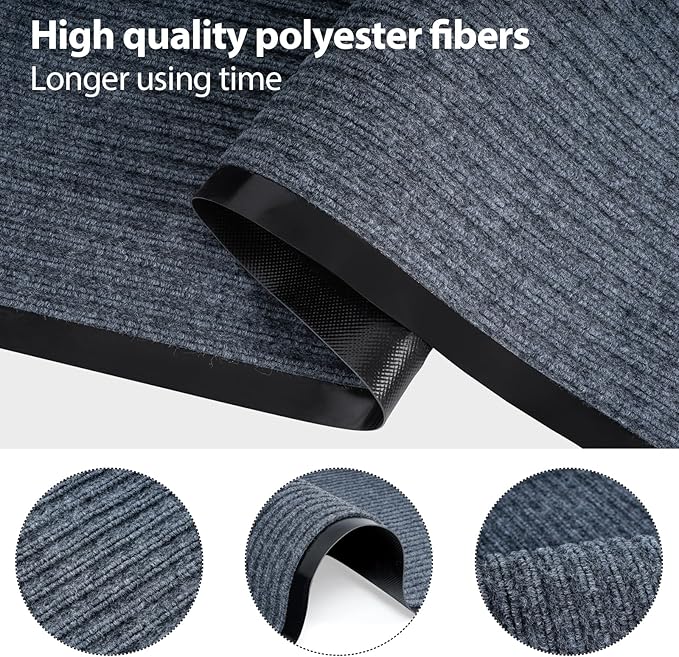 MYOYAY Carpet Runner, 3ft x 10ft Hallway Runner with PVC Non-Slip Backing Indoor Outdoor Floor Mat Area Rugs for Kitchen Balconies Living Room Dining Room Decks Patio (Gray)
