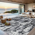 Area Rugs Living Room Rug - 5x7 Washable Modern Abstract Soft Neutral Non-Slip Carpet Large Indoor Floor Thin Carpets for Bedroom Dining Room Farmhouse Nursery Home Office Black