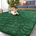 OLANLY 8x10 Machine Washable Large Area Rugs for Living Room, Bedroom, Soft Fluffy Shaggy Bedside Rug, Indoor Floor Carpet for Kids Girls and Boys, Dorms, Nursery, Home Decor Aesthetic, Dark Green