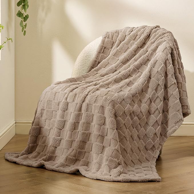 Bedsure GentleSoft Light Brown Throw Blanket for Couch - Super Soft Cozy Blankets Gifts for Kids Girls, Cute Small Fleece Throws for Bedroom Home Decor, 50x70 Inches