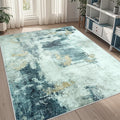 5x8 Area Rugs for Living Room Rug Washable: Abstract Rug for Dining Room Bedroom Carpet Non Slip 5 by 8 Indoor Modern Nursery Home Office Teal Grey Gold