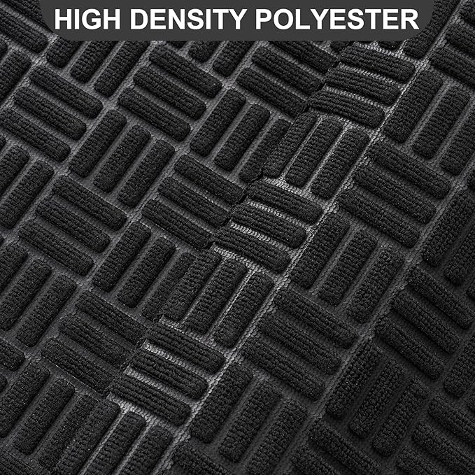 Mibao Front Door Mat, Heavy Duty Durable Welcome Mat for Outdoor Indoor, Dirt Trapper Waterproof Super Absorbent Door Mat for Entryway Outside Patio Porch, 61.5" x 36", Black