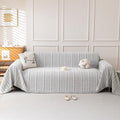Boho Chenille Couch Cover for Dogs, Non Slip Sofa Cover, Couch Slipcover Covers for 3 Cushion, Furniture Protector with Tassels for Pets Washable, 71"x118", Fishbone Grey