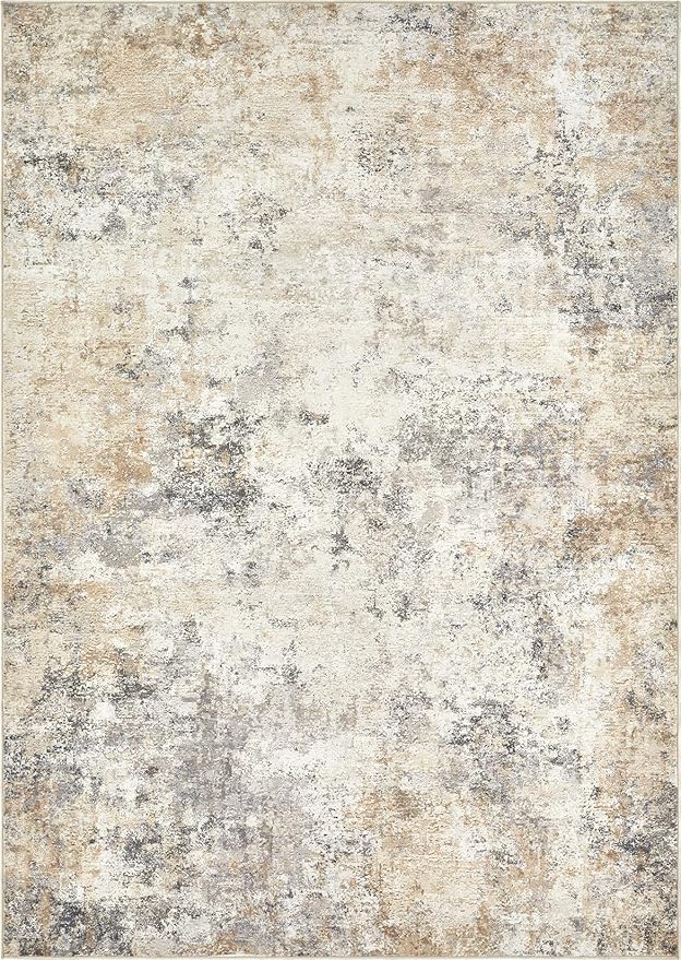 UERMEI 6x9 Area Rug Living Room Rugs - Washable Neutral Modern Abstract Soft Thin Large Rug Indoor Floor No Slip Rug Carpet for Bedroom Under Dining Table Home Office Decor - Golden Grey