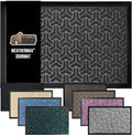 GORILLA GRIP 100% Waterproof All-Season WeatherMAX Doormat, 72x24, US Designed Natural Rubber, Stain and Fade Resistant, Low Profile Indoor Outdoor Door Mats, Easy Clean Patio Mat, Slate Geometric