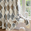 Beauoop 100% Blackout Curtains 90 Inches Long 2 Panels for Bedroom Living Room Brown Grey Moroccan Geo Room Darkening Thermal Insulated Soundproof Grommet Top Window Treatments Drapes, 50x90 Set of 2