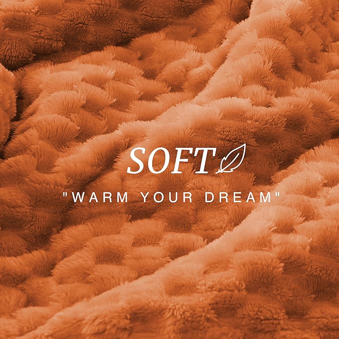 EXQ Home Fall Blanket Twin Size for Couch or Bed - 3D Imitation Turtle Shell Jacquard Decorative Fleece Blankets - Cozy Soft Lightweight Fuzzy Flannel Blanket Suitable for All Seasons(60"×80",Orange)