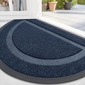 OLANLY Half Circle Door Mat Indoor Outdoor Entrance Welcome, Waterproof All-Season, All-Weather Doormat, Sturdy Natural Rubber, Low Profile, Easy Clean Patio Porch Entryway Mat, 36x24, Blue