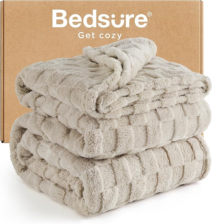 Bedsure GentleSoft Full Size Blankets for Bed - Super Soft Cozy Fleece Blanket for Kids Girls, Large Fuzzy Throws for Bedroom Decor, Neutral, 84x90 Inches