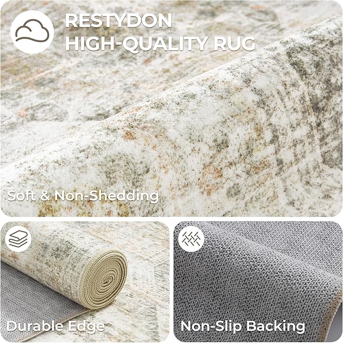 Long Bathroom Rugs Runner - Washable Runner Rugs for Hallway 2x10, Ultra-Thin Soft Kitchen Carpet Runner, Anti Slip Backing Runner Rugs for Entrance, Bedroom, Living Room(2'x10', Grey/Yellow)