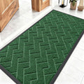OLANLY Front Door Mat Indoor Outdoor Entrance, Waterproof All-Season, All-Weather Doormat, Sturdy Natural Rubber, Low Profile, Easy Clean Patio Porch Entryway Mat, Herringbone Brick (Green, 47x23)