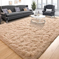 Tepook Super Soft Fluffy Rug for Bedroom, Modern Shaggy Fuzzy Kids Rugs for Living Room, Plush Indoor Nursery Home Decor Dorm Carpet with Non-Slip Bottom, Beige, 3 X 5 Feet